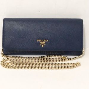 Prada Saffiano Leather Wallet on Strap